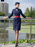 SIW Siwen Media 051 China Eastern Airlines uniform, cap, scarf, skirt, four pieces set - Siqi(2)